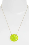 Moon And Lola Small Personalized Monogram Pendant Necklace (nordstrom Exclusive) In Lime/ Gold