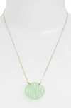 Moon And Lola Small Personalized Monogram Pendant Necklace (nordstrom Exclusive) In Mint/ Gold