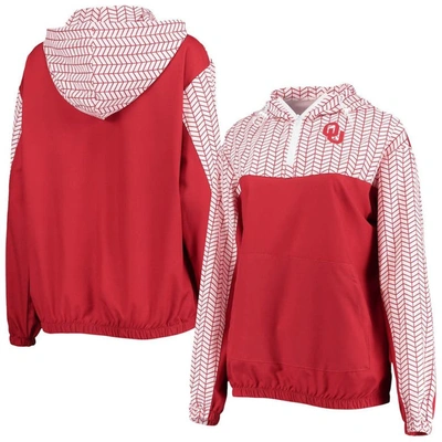 Zoozatz Crimson Oklahoma Sooners Chevron Swishy Quarter-zip Hoodie Jacket