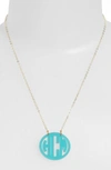 Moon And Lola Small Personalized Monogram Pendant Necklace (nordstrom Exclusive) In Robins Egg/ Gold