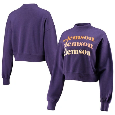 Chicka-d Purple Clemson Tigers Heavyweight Hailey Cropped Sweatshirt