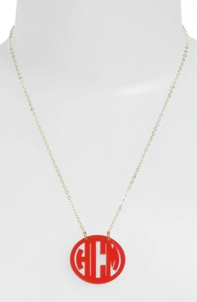 Moon And Lola Small Personalized Monogram Pendant Necklace (nordstrom Exclusive) In Ruby/ Gold