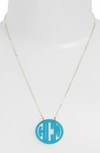 Moon And Lola Small Personalized Monogram Pendant Necklace (nordstrom Exclusive) In Turquoise/ Gold