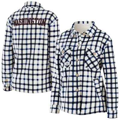 Wear By Erin Andrews Oatmeal Washington Capitals Plaid Button-up Shirt Jacket
