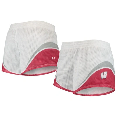 Under Armour White/red Wisconsin Badgers Mesh Shorts