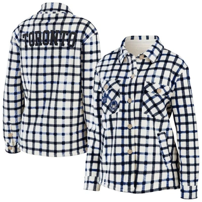 Wear By Erin Andrews Oatmeal Toronto Maple Leafs Plaid Button-up Shirt Jacket
