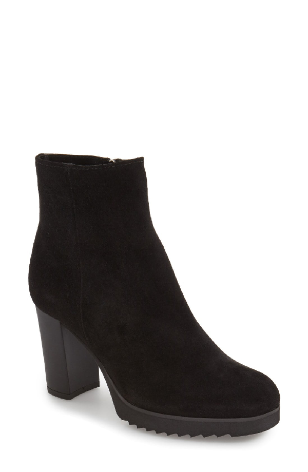 black suede block heel bootie