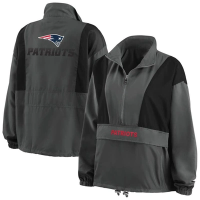 Wear By Erin Andrews Charcoal New England Patriots Popover Packable Half-zip Jacket
