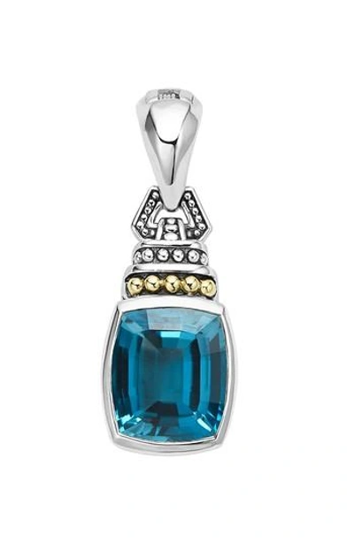 Lagos 'caviar Color' Semiprecious Stone Clip Pendant In London Blue Topaz