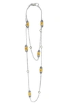 Lagos 18k Gold And Sterling Silver Caviar Color Station Necklace With Citrine, 34 In Orange/silver