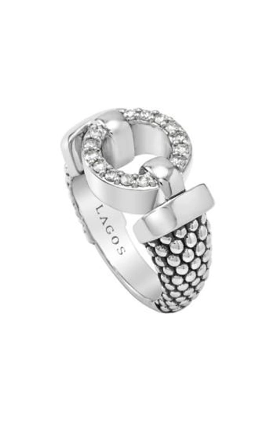 Lagos Enso Diamond Caviar Ring, 13mm In Silver