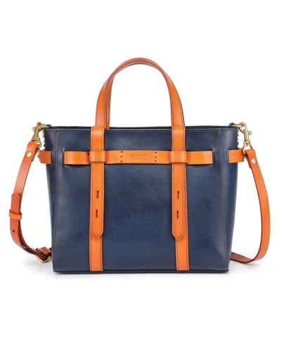 Old Trend Women's Genuine Leather Westland Minit Tote Bag In Navy