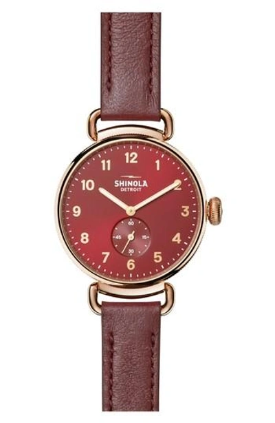 Shinola The Canfield Alligator Strap Watch, 38mm In Red/ Rose Gold