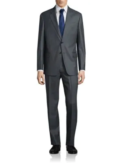 Armani Collezioni Two-button Wool Suit In Slate Grey