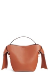 Acne Studios Mini Musubi Leather Top Handle Bag In Almond Brown