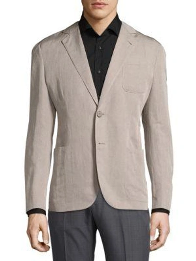 Armani Collezioni Modern Fit Solid Linen-blend Sportcoat In Grey