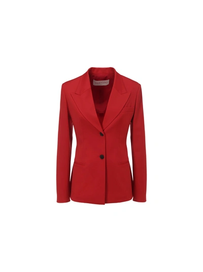 Valentino Stretch Tailored Jacket In Lipstick Red
