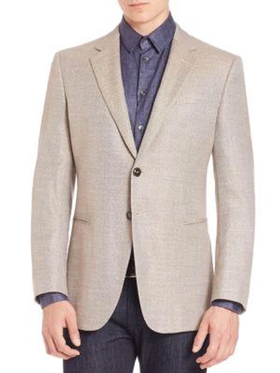 Armani Collezioni Micro Check Wool Jacket In Pinstripe