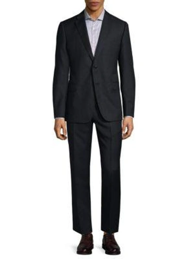 Armani Collezioni Notch Buttoned Suit In Navy
