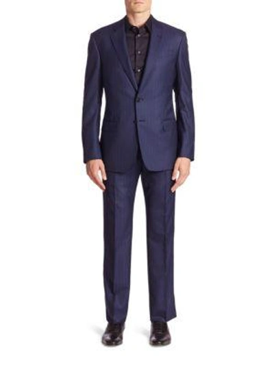 Armani Collezioni Soft Model Pinstripe Suit In Midnight