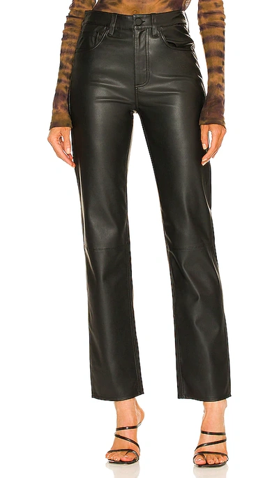 Ag Alexxis Straight Vegan Leather Pants In 超级黑
