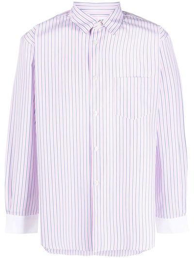 Comme Des Garçons Shirt Vertical-stripe Cotton Shirt In White