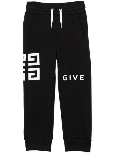 Givenchy Kids' Boy Blend Cotton Black Jogger Pants With Logo In B Nero