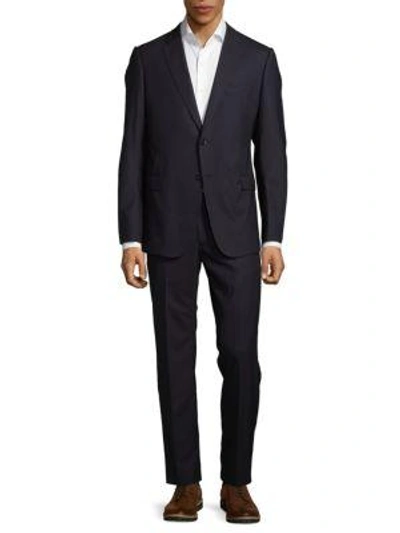 Armani Collezioni Tailored-fit Wool Tuxedo In Sea Blue