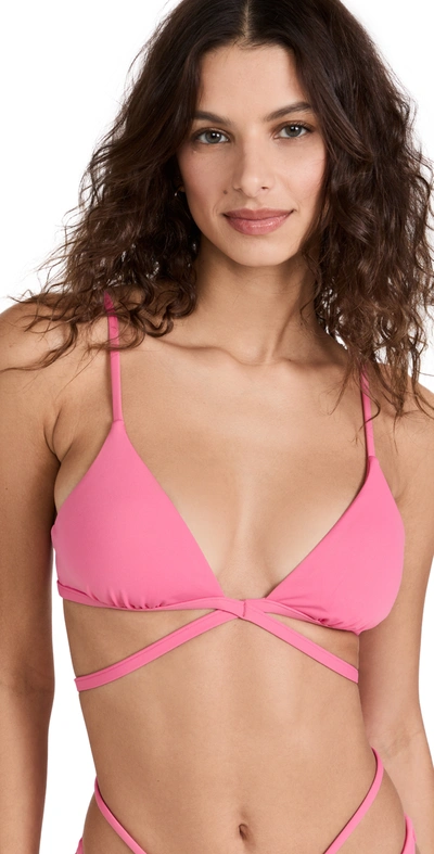 Jonathan Simkhai Harlen Triangle Tie-front Bikini Top In Pink
