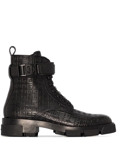 Givenchy Terra 4g Leather Lace-up Combat Boots In Black