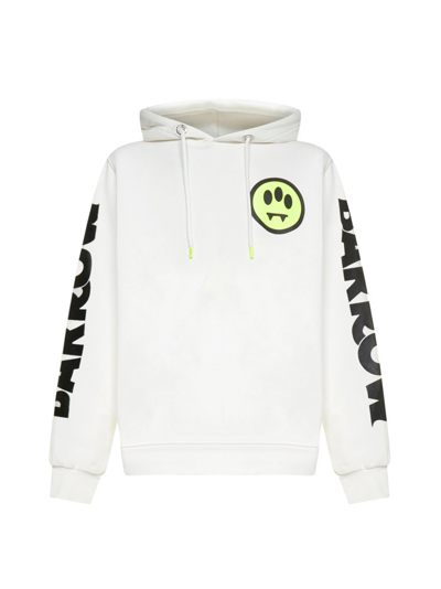 Barrow Unisex White Hoodie With Screen Printing On Front And Sleeves