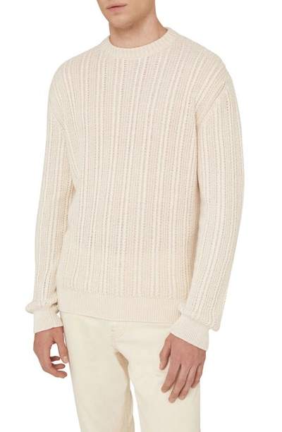 Agnona Cashmere Blend Knit Crewneck Sweater In White