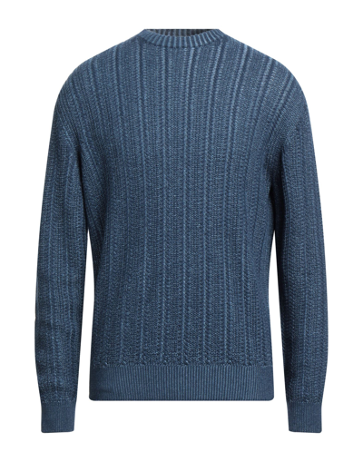 Agnona Cashmere Blend Knit Crewneck Sweater In Blue