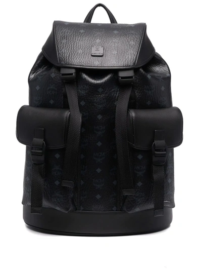 Mcm Men's Brandenburg Visetos Leather Backpack In Black
