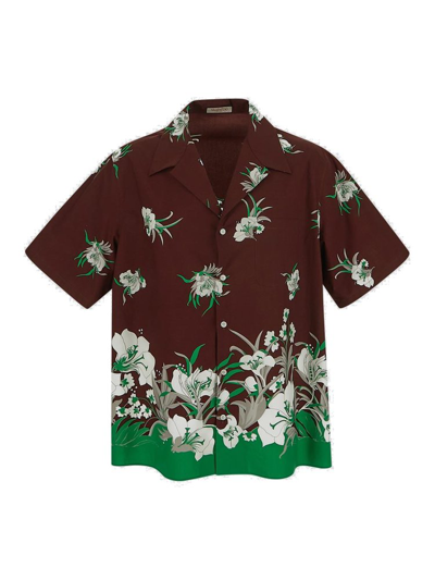 Valentino Floral-print Oversized Cotton Shirt In Red