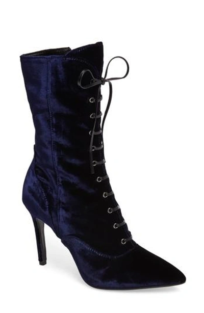 Charles David Loretta Pointy Toe Bootie In Navy Velvet