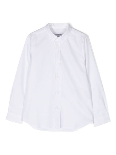 Dondup Kids' White Shirt For Boy With Light Blue Logo