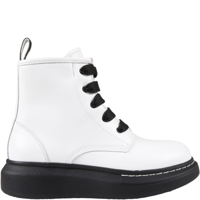 Alexander Mcqueen Little Kid's & Kid's Leather Oversized Boots In White