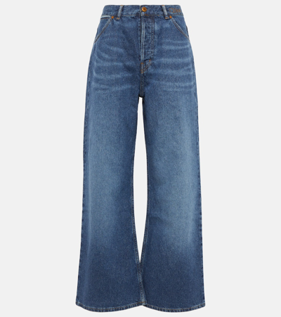 Chloé Stromboli Cropped Mid-rise Wide-leg Jeans In Light Blue