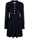 Sandro Lison Button-up Flared Dress In Blue