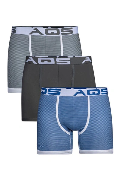 Aqs Print Boxer Briefs In Grey/white Stripe/dark Blue
