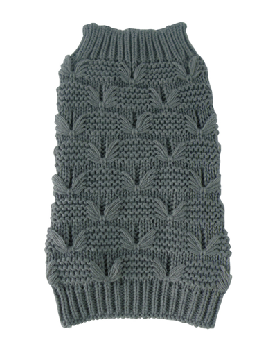 Pet Life Butterfly Stitched Heavy Cable Knitted Dog Sweater In Dark Grey