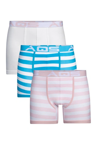 Aqs Print Boxer Briefs In Pink Stripe/white/lightblue