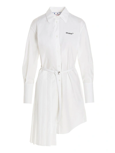 Off-white Diag-print Chemisier Dress In White White