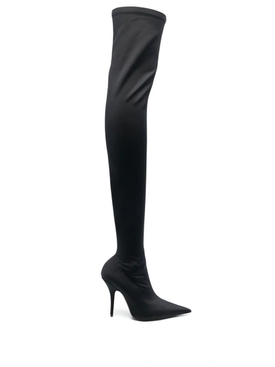 Balenciaga Knife Stretch-knit Over-the-knee Boots In Black