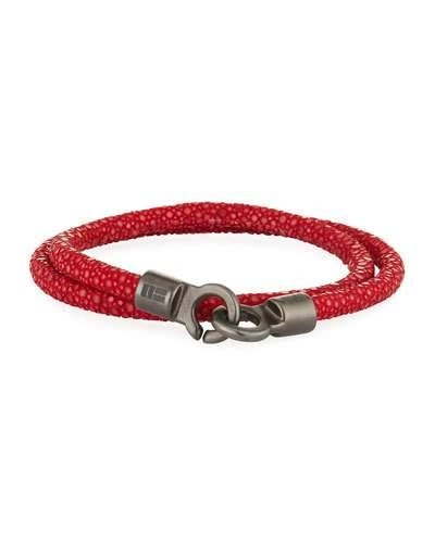 Brace Humanity Men's Stingray Wrap Bracelet, Red/gunmetal