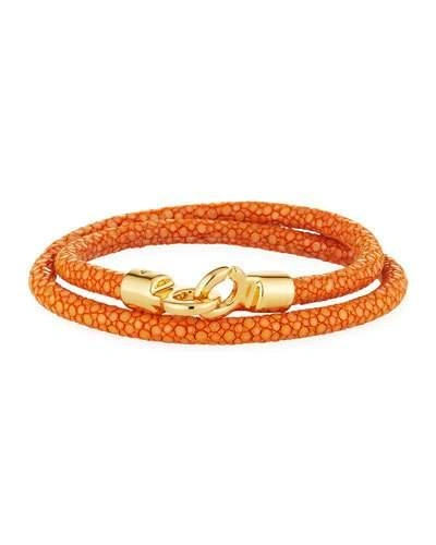 Brace Humanity Men's Stingray Wrap Bracelet, Orange/golden