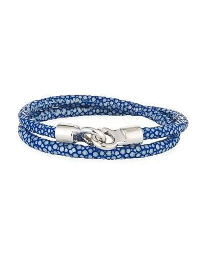 Brace Humanity Men's Stingray Wrap Bracelet, Blue/silvertone In Cobalt