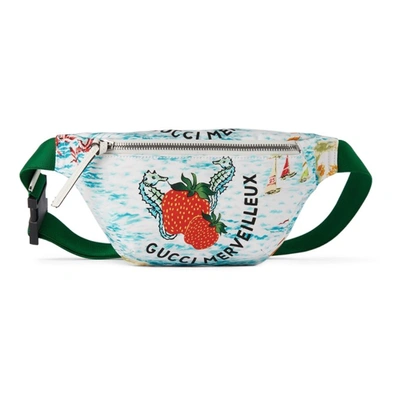 Gucci Babies' Kids Multicolor Strawberry Print Belt Bag In 4352 Lt Bl.red/d.wh/