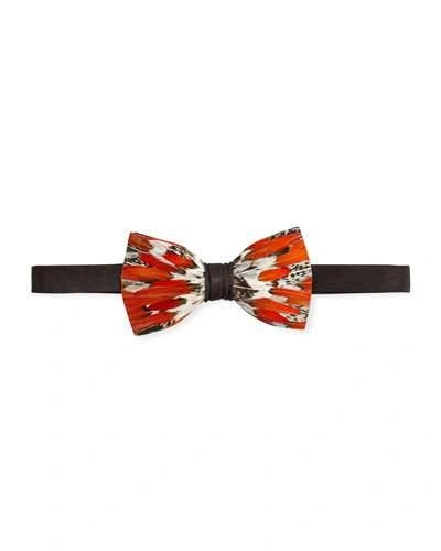 Brackish Bowties Lady Amherst Feather Bow Tie In Orange